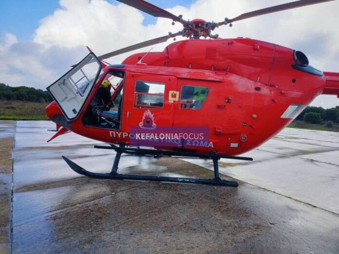 Ιθάκη:Αερογέφυρα σωτηρίας του ΕΚΑΒ για 45χρονο με ελικόπτερο της Πυροσβεστικής