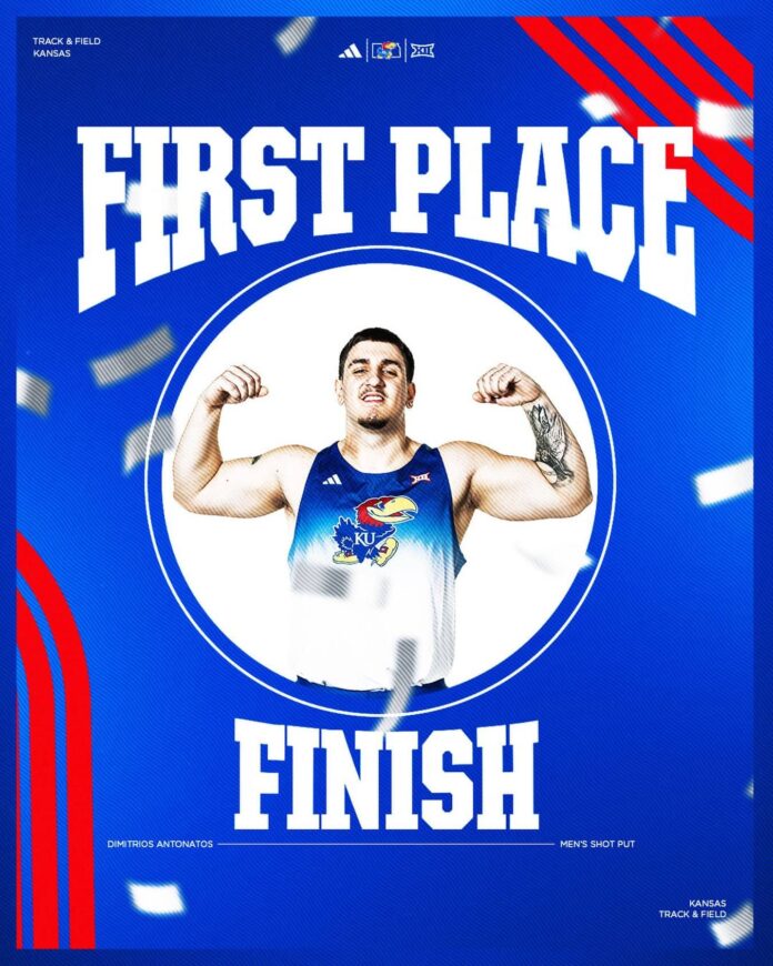 Την πρώτη του πανεπιστημιακή νίκη στη σφαιροβολία πέτυχε ο Δημήτρης Αντωνάτος σε αγώνες στο Κάνσας